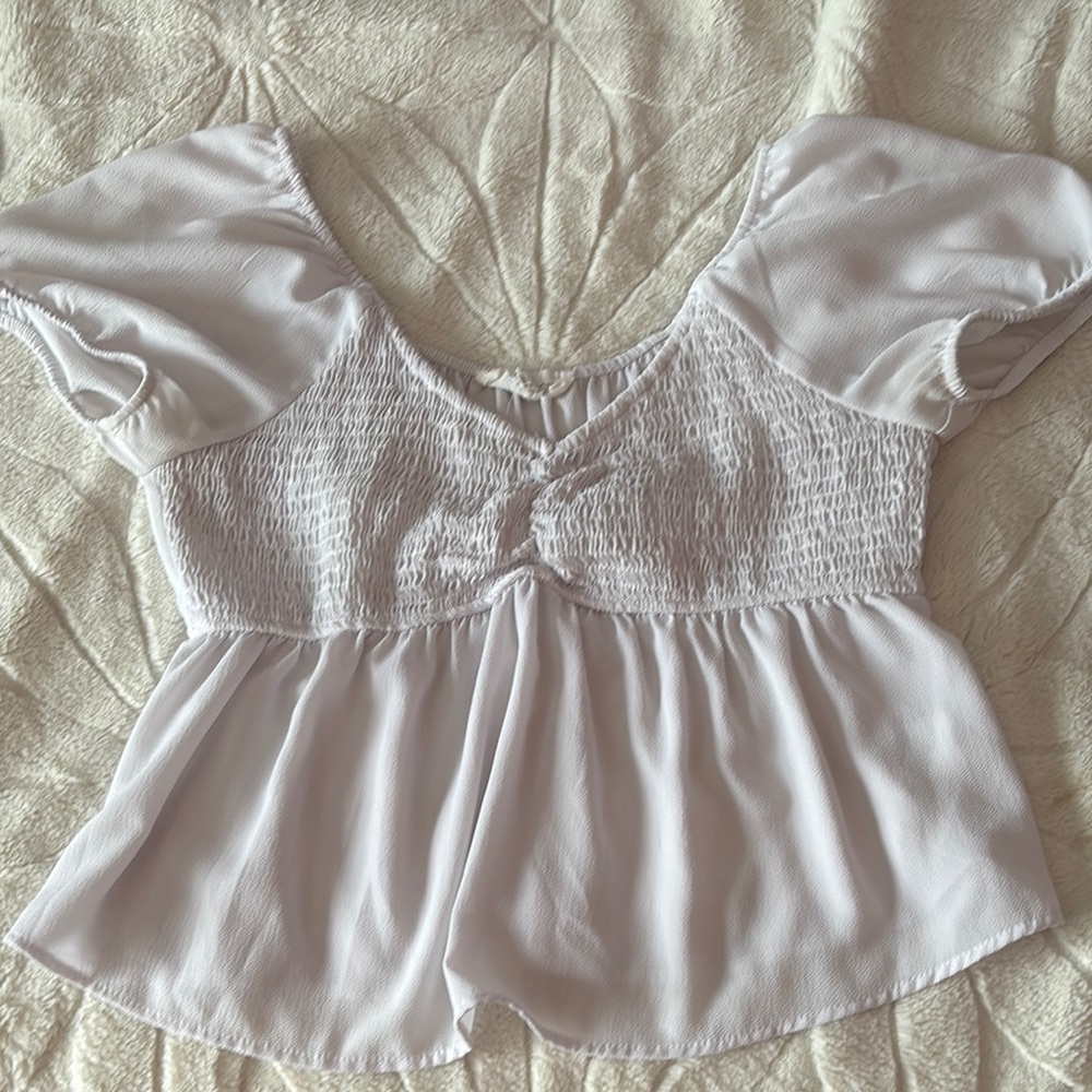 Pink Rose Blouse Elegant White Top